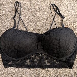 PINK Victoria's Secret Black Lace Pushup Bralette Size XL -NWT